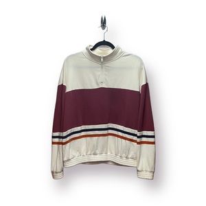 LA Hearts pink, navy, orange, and cream half zip. Size M